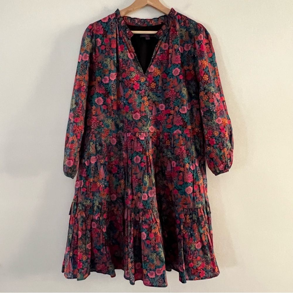 J Crew Liberty of London Floral Tiered Popover Ruffle Neck Size Small